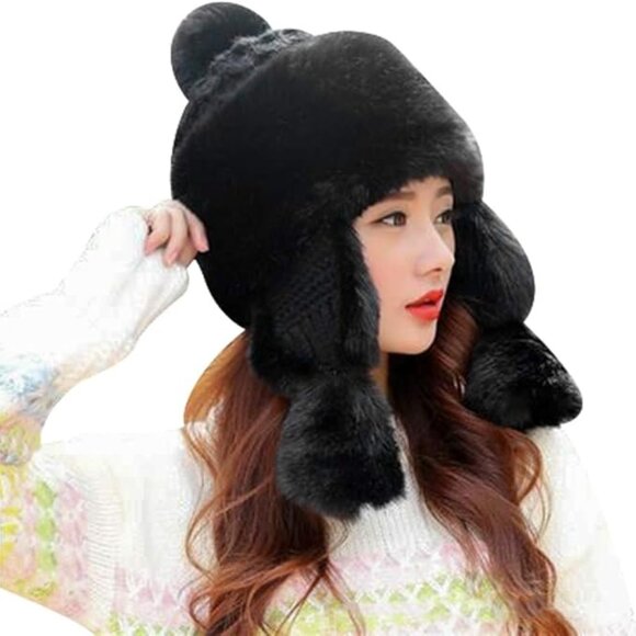Women Faux Fur Trapper Black Hat main image 4